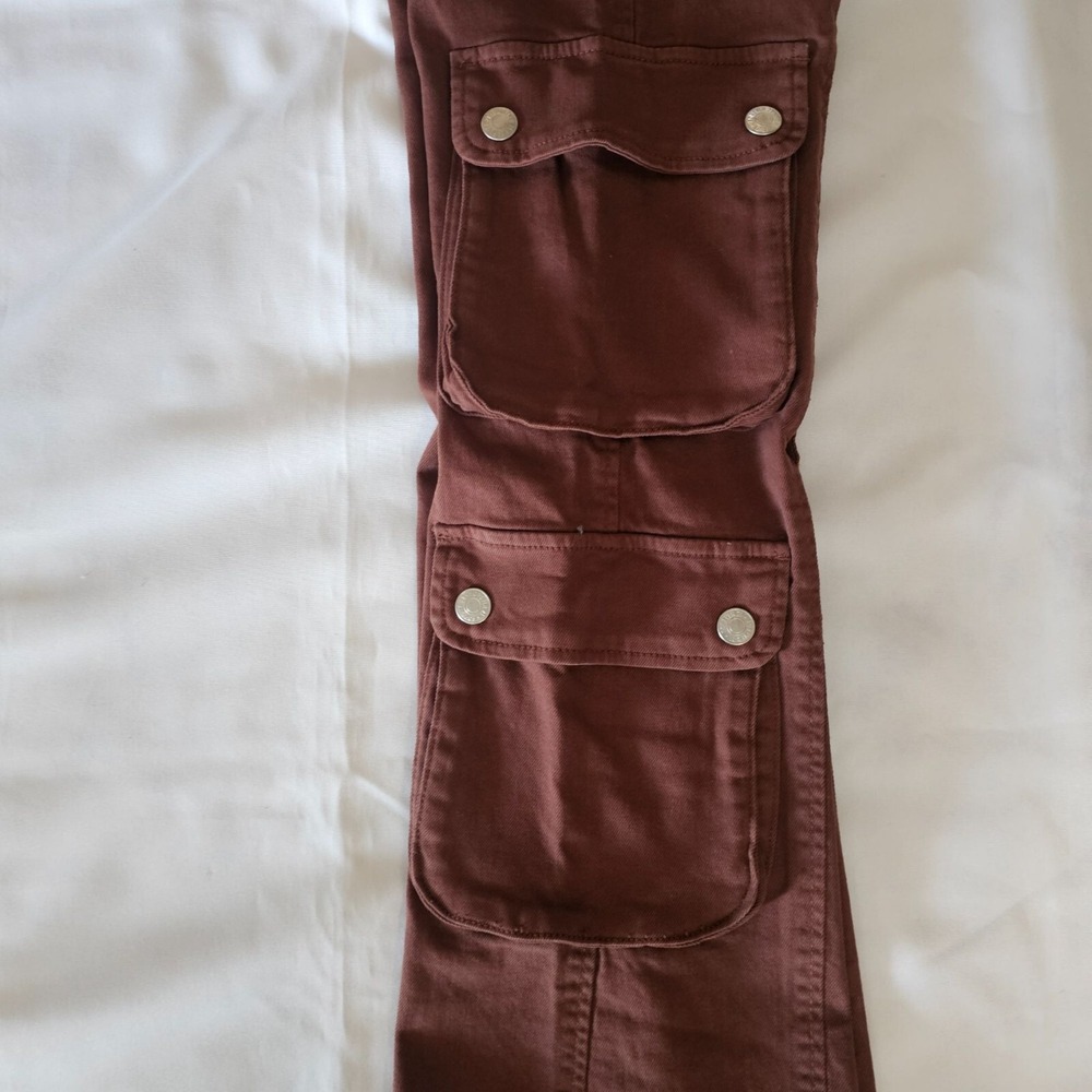 Forever 21 Women's Brown Twill Flare Cargo Pants Size Medium NWT - Picture 8 of 16